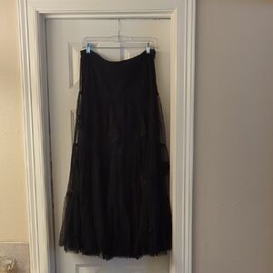 Black Layered Maxi Skirt - Elegant Women's Skirt